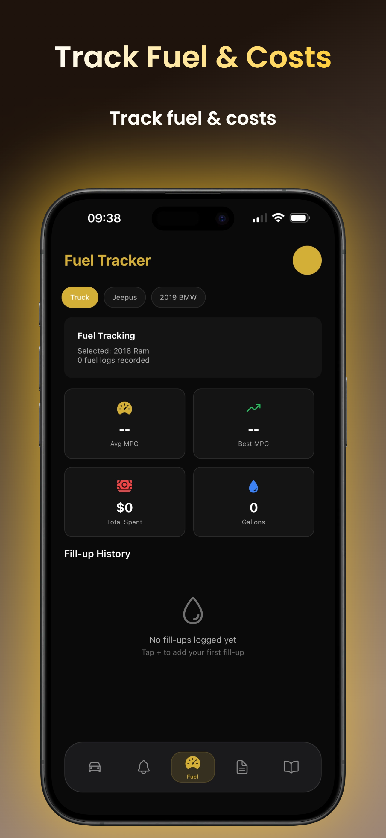 AutoVault fuel tracker - track fuel and costs